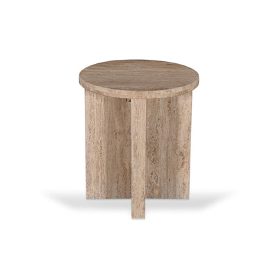 45cm Travertine Top Round Side Table