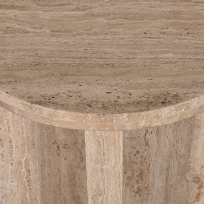 45cm Travertine Top Round Side Table