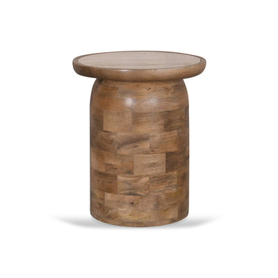 40cm Travertine Top Side Table - Natural