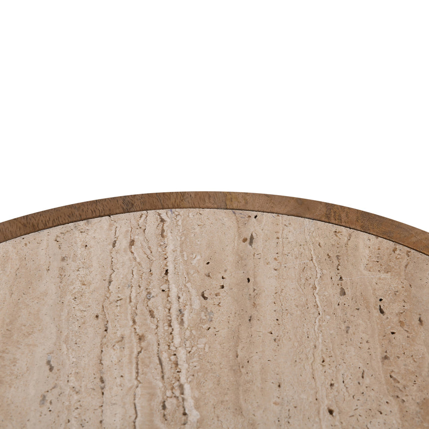 40cm Travertine Top Side Table - Natural