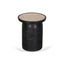 40cm Travertine Top Side Table - Black