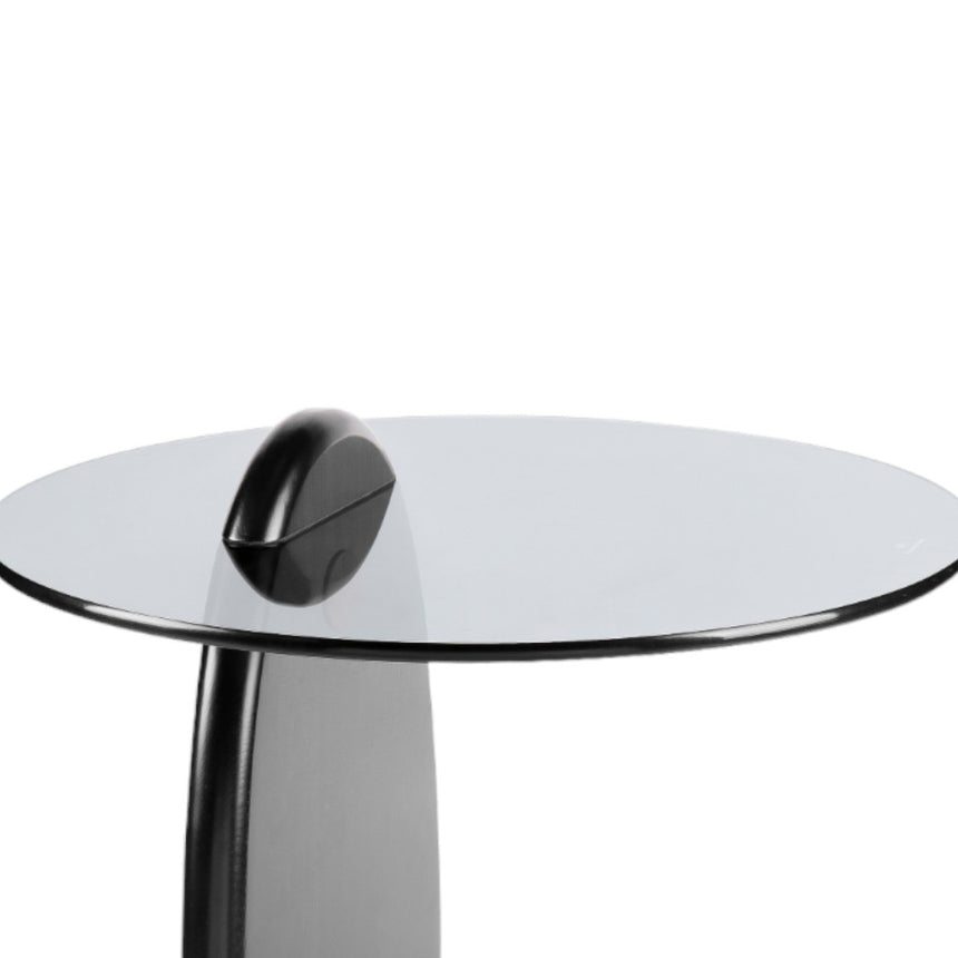 50cm Round Glass Side Table - Full Black