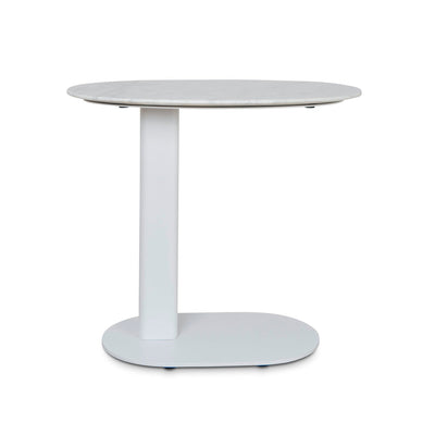 60cm Marble Side Table - White Base