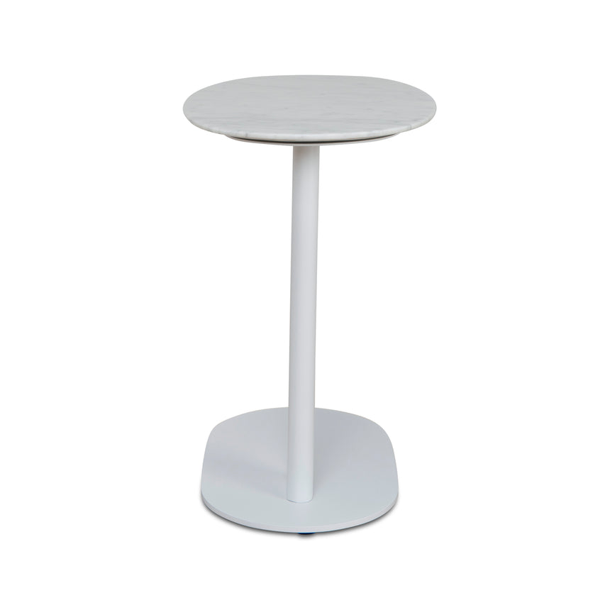 60cm Marble Side Table - White Base