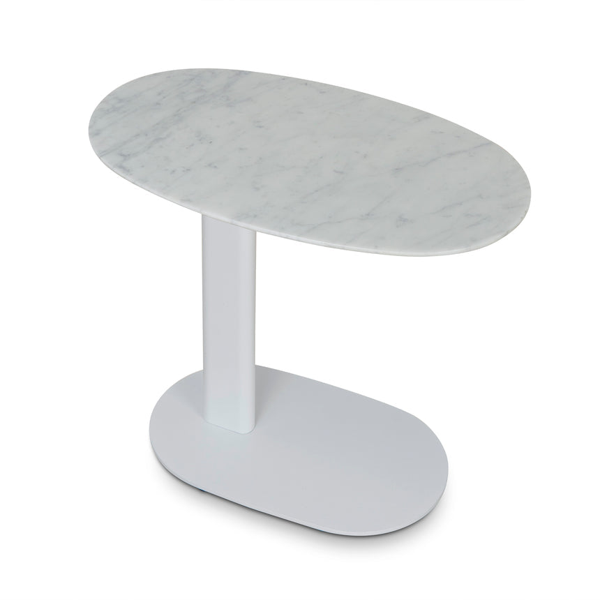 60cm Marble Side Table - White Base