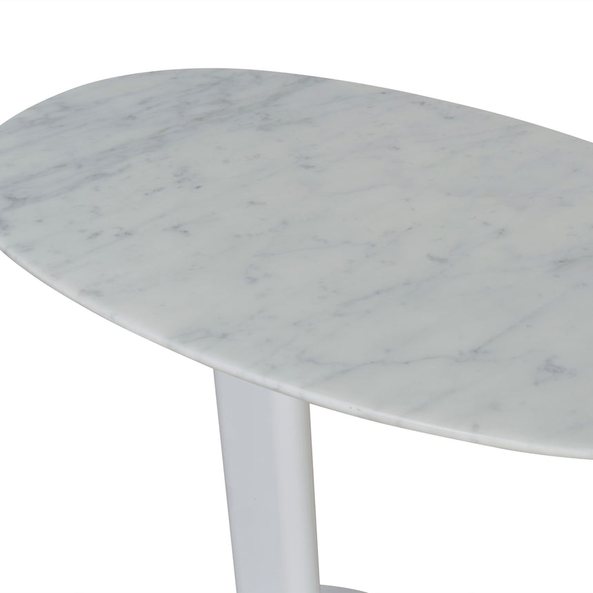 60cm Marble Side Table - White Base