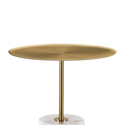 45 cm Brushed Gold Side Table - Carrara Marble