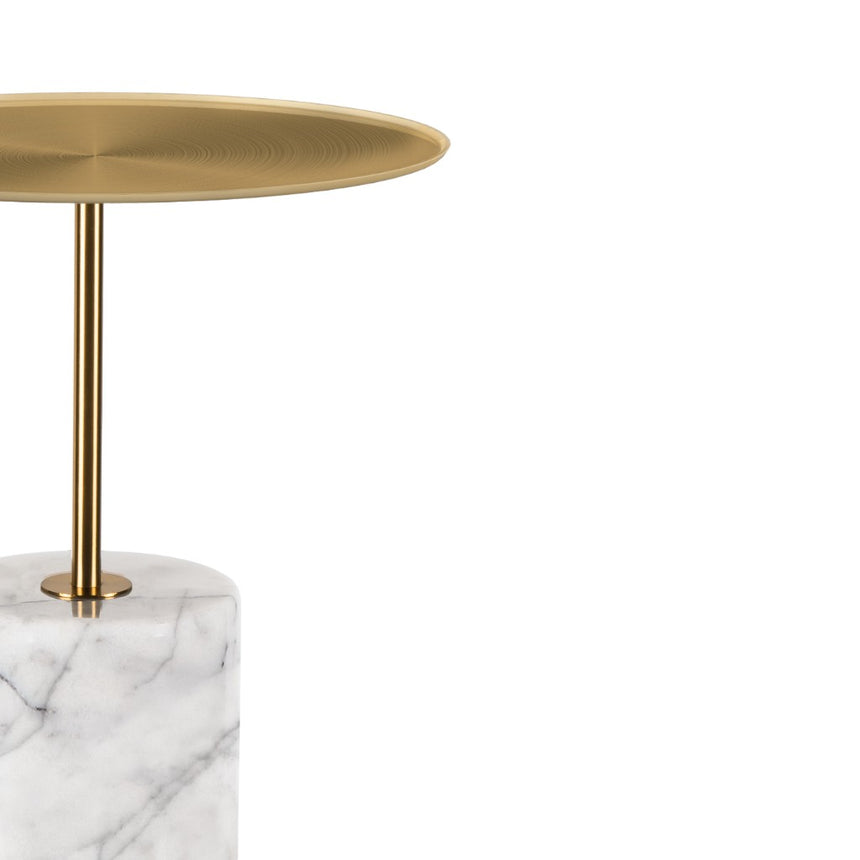 45 cm Brushed Gold Side Table - Carrara Marble