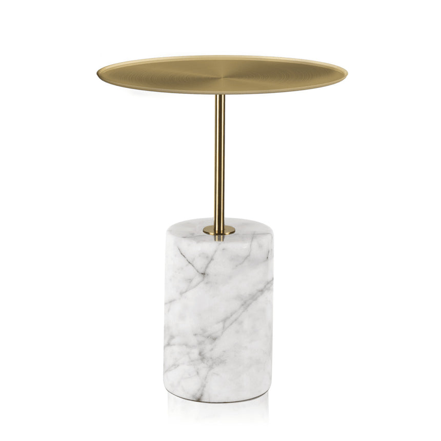 45 cm Brushed Gold Side Table - Carrara Marble