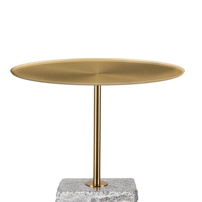 45 cm Brushed Gold Side Table - Faceted Granite Marble