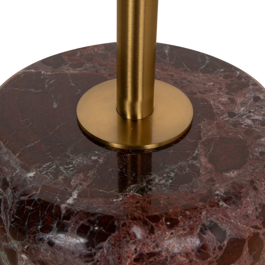 45 cm Brushed Gold Side Table - Rosso Levanto Marble