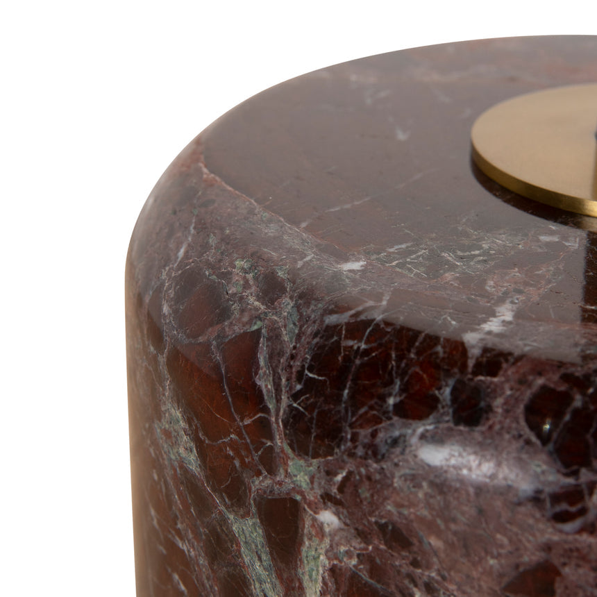 45 cm Brushed Gold Side Table - Rosso Levanto Marble