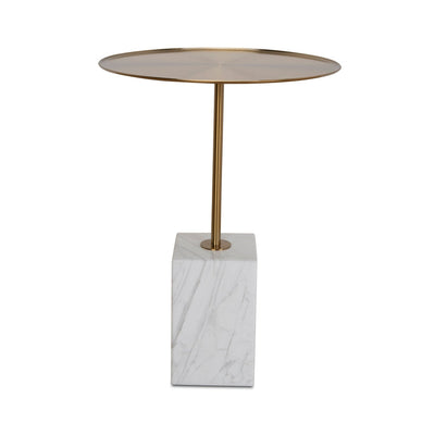 45cm Brushed Gold Side Table - Carrara Marble