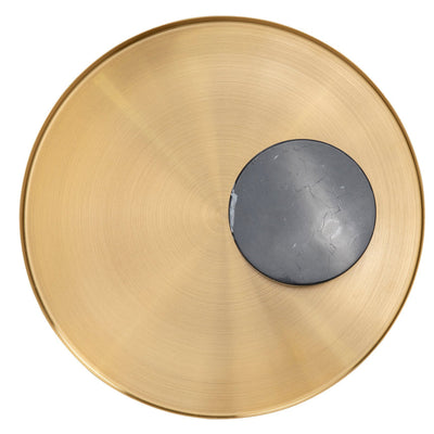 40cm Round Brushed Gold Side Table - Black Marble