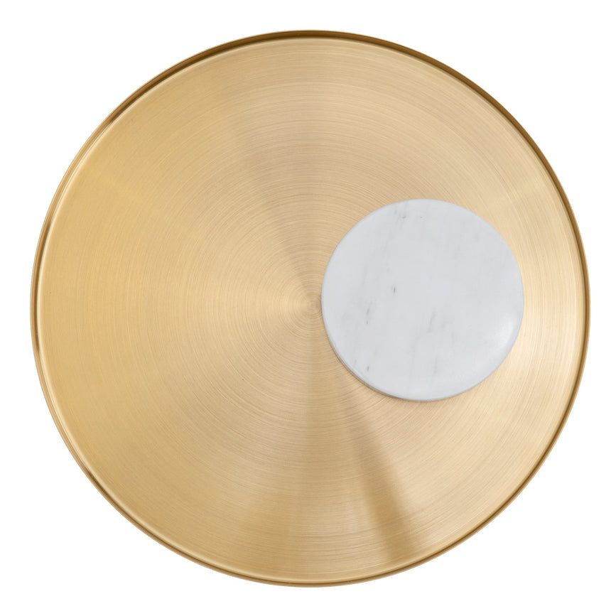 40cm Round Brushed Gold Side Table - Carrara Marble