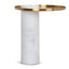 40cm Round Brushed Gold Side Table - Carrara Marble