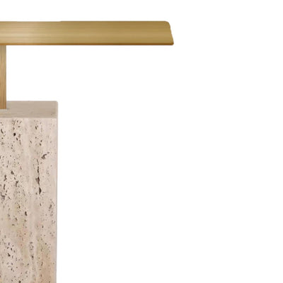 40 cm Brushed Gold Side Table - Natural