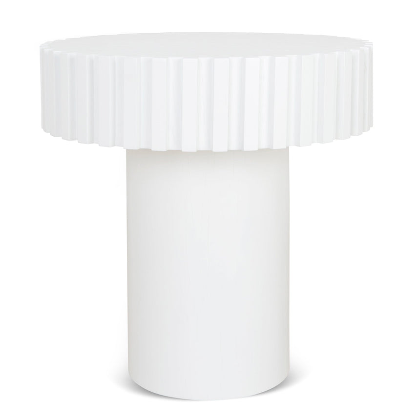 50cm Round Side Table - Full White