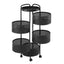 Storage Trolley Kitchen Cart 5 Tiers Storage Rack Round Basket Black