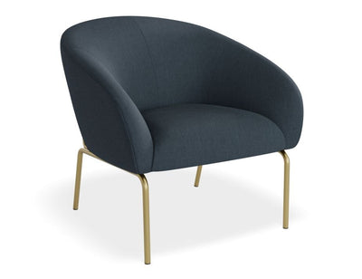 Solace Lounge Chair - Midnight Blue - Brushed Matt Gold Legs