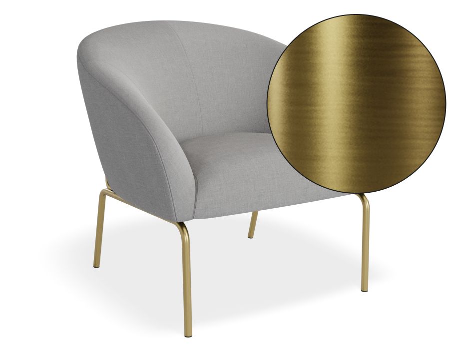 Solace Lounge Chair - Cloud Grey - Brushed Matt Gold Legs