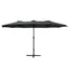 Instahut 4.57m Outdoor Umbrella Beach Pole Garden Tilt Black