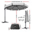 Instahut 3m Outdoor Umbrella w/Base Cantilever Beach Roma 360 Degree Tilt Grey