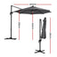 Instahut Outdoor Umbrella 3m Solar LED Offset Cantilever Patio Parasol Charcoal