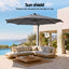 Instahut Outdoor Umbrella 3m Solar LED Offset Cantilever Patio Parasol Charcoal