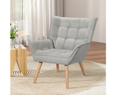 Artiss Armchair Lounge Chair Accent Chairs Sofa Linen Fabric Cushion Seat Grey