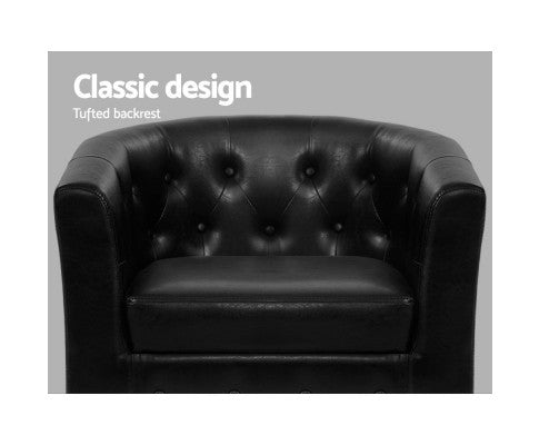 Artiss Armchair Set with Ottoman Black Ava