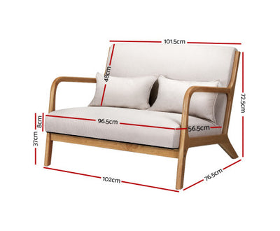 Artiss Armchair Lounge Chair Accent Armchairs Couch Sofa Loveseat Beige Wood