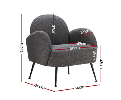 Artiss Armchair Boucle Charcoal Hanes