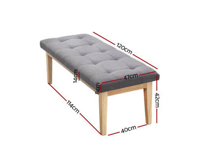 Artiss Ottoman Bench 120cm Foot Stool Linen Grey