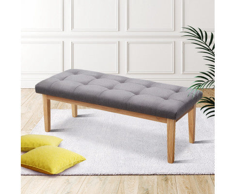 Artiss Ottoman Bench 120cm Foot Stool Linen Grey