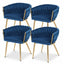 1 Set of 4 Dining Chairs Velvet Weaving Armchair Blue