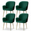 Dining Chairs Set of 4 Velvet Armchair Green