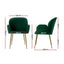 Dining Chairs Set of 4 Velvet Armchair Green