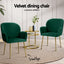 Dining Chairs Set of 4 Velvet Armchair Green