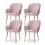 Dining Chairs Set of 4 Velvet Armchair Pink