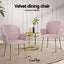 Dining Chairs Set of 4 Velvet Armchair Pink