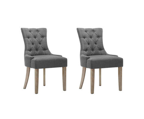 Artiss Set of 2 Dining Chair CAYES French Provincial Chairs Wooden Fabric Retro Cafe