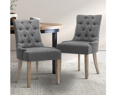 Artiss Set of 2 Dining Chair CAYES French Provincial Chairs Wooden Fabric Retro Cafe