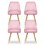Dining Chairs Set of 4 Velvet Channel Tufted Pink