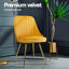 Dining Chairs Set of 4 Velvet Channel Tufted Yellow