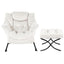 Artiss Armchair Accent Chair Ottoman Lounge Footrest Velvet White