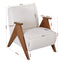 Armchair Accent Chair Sturdy Upholstered Solid Wood Chenille Fabric White
