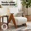 Armchair Accent Chair Sturdy Upholstered Solid Wood Chenille Fabric White