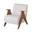 Armchair Accent Chair Sturdy Upholstered Solid Wood Chenille Fabric White