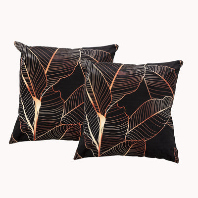 Leaf Twin Pack Poly Velvet Printed Cushion by Renee Taylor